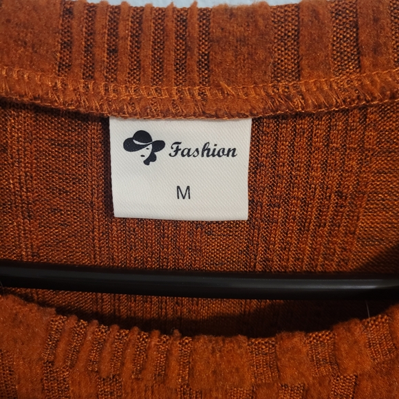 Rust Button-Detail Ribbed Dress - Picture 3 of 3